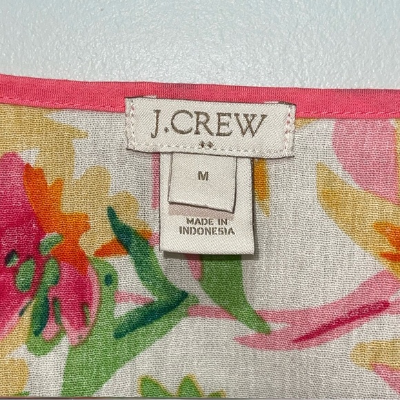J. Crew Women’s Tunic Top Swim Cover Pink Floral Gauze Size Medium - Picture 4 of 6